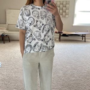 Zara kids face print tee. 13-14 yrs